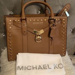 Michael Kors Leather Satchel Nouveau Hamilton