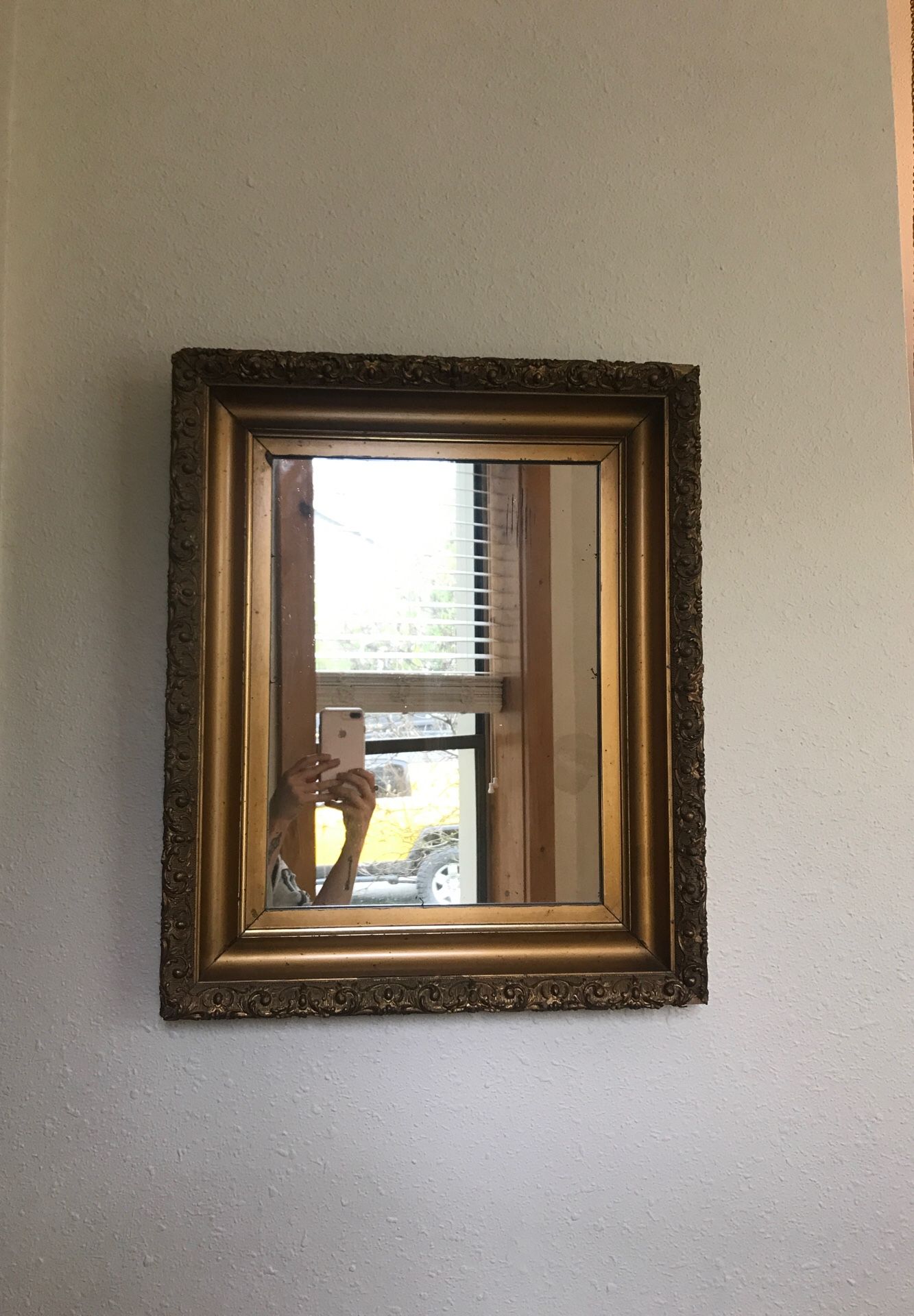 Antique ornate gold framed mirror