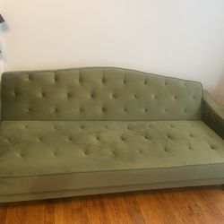 Novogratz Vintage Inspired Green Velour Sleeper Sofa 