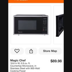900 WATT MAGIC CHEF  STAINLESS MICROWAVE NEW