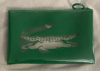Lacoste Dark Green Toiletry Bag Pouch with Clear Crocodile Logo in the Middle