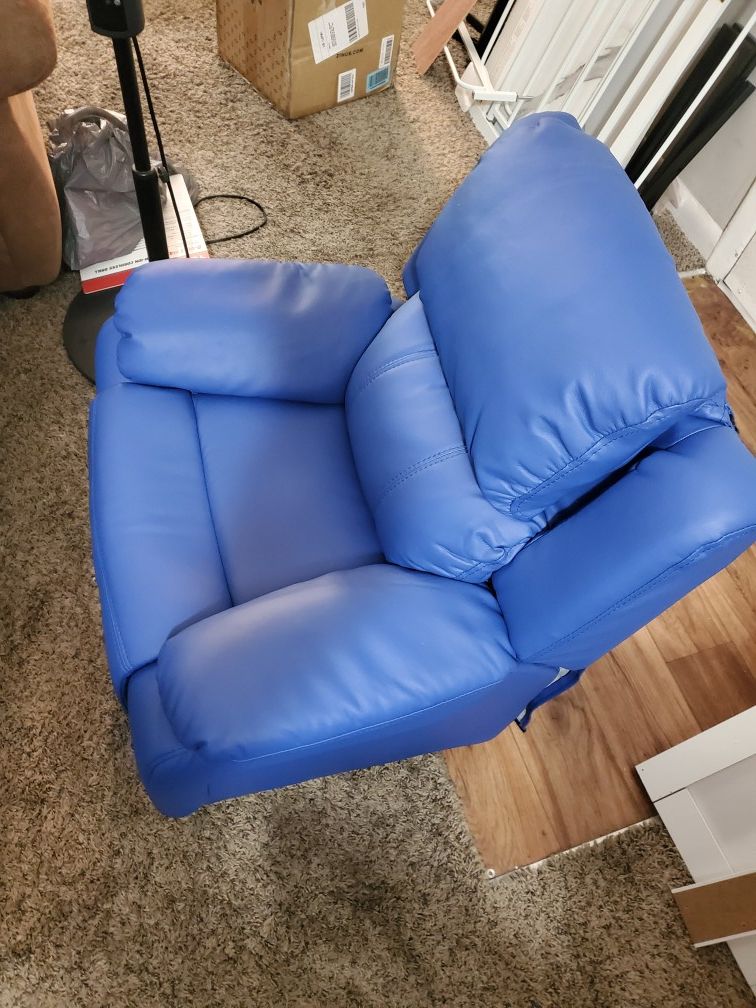 Brand new sky blue kid leather sofa recliner!!!!💥💥💥💥