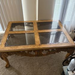 Oak and Glass Living Room Table