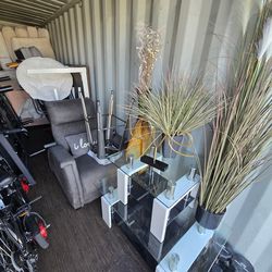 2- WHITE MARBLE & GLASS DECORATIVE END TABLES w/ MATCHING COFFEE TABLE