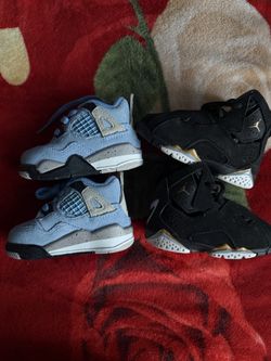 2021 Air Jordan 4 Retro TD 'University Blue' & 2019 Air Jordan True Flight TD 'Black Metallic Gold' 2019