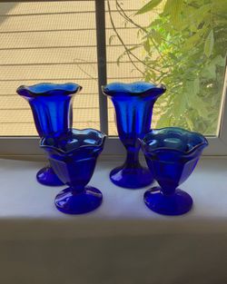 Vintage ANCHOR HOCKING FOUNTAINWARE “Four Sundae/Parfait Cups”