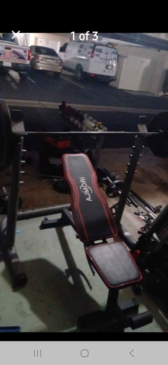 Squat Rack Weights Metal Bench & Bar