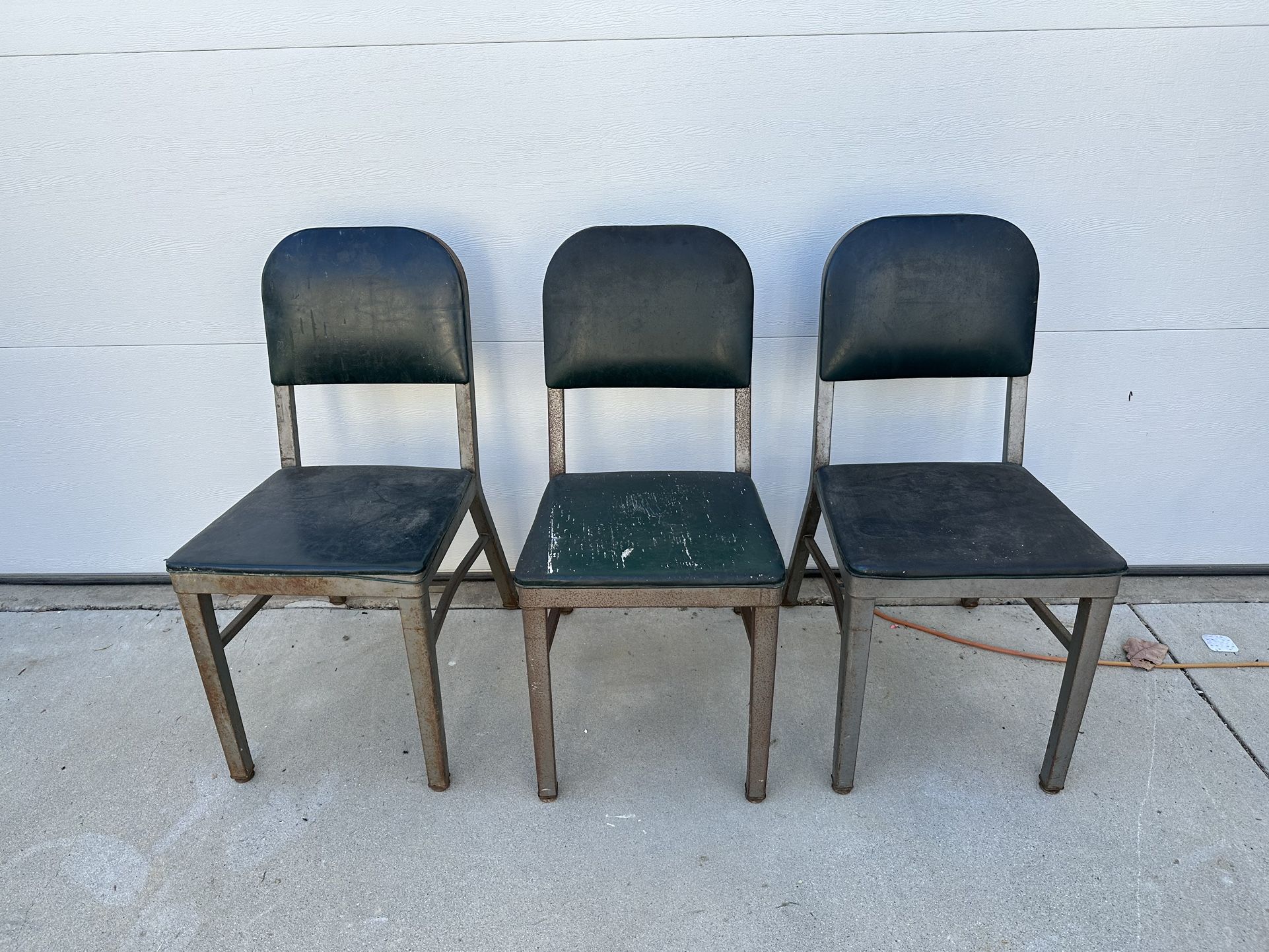Set of 3 Vintage Flewelling Company Industrial Chairs