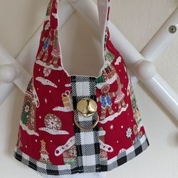 Handmade Gingerbread House Dog Harness  With D-ring & Gold Gingle Bell 