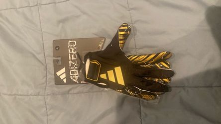 black and gold adizero adidas football gloves