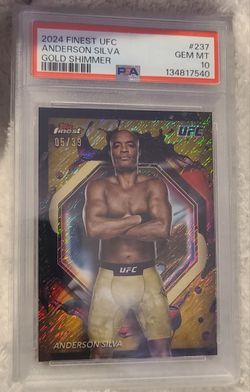 topps finest 2024 anderson silva gold schimmer 5/39 Psa 10