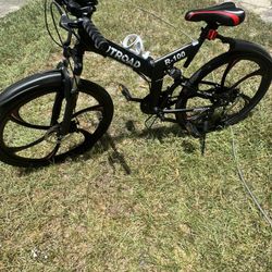 26 Inch Folding Mountain Bike, 21 Speed Full Suspension High-Carbon Steel MTB Foldable Bicycle