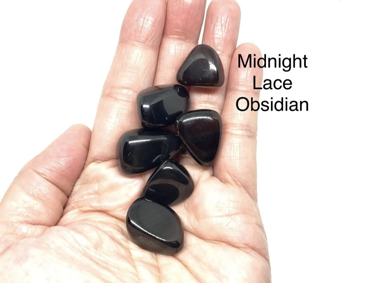 Midnight Lace Obsidian Tumbled Stones from Russia 6pcs 36g Total RARE