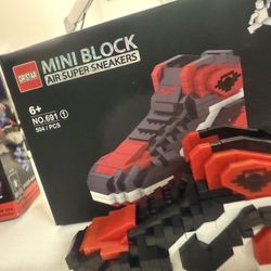 BUILT - Jordan Ones Black And Red White Lego Style Comes With The Boxes Seen In The Photos-currently In Alameda