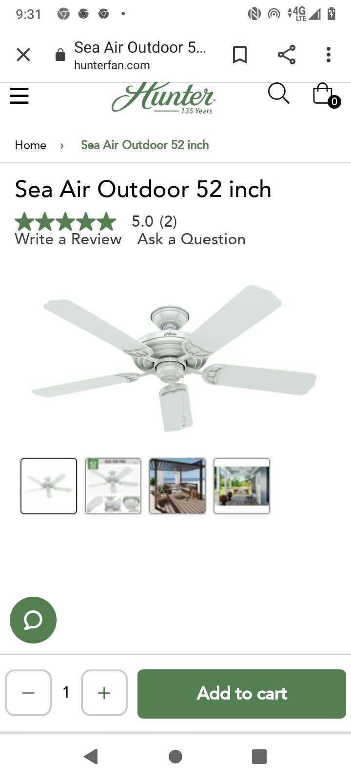 Hunter Sea Air Indoor And Out Door Ceiling Fan