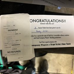X3 Season Tickets To ROGER ROCKAS DINNER THEATER SEASON PASS 