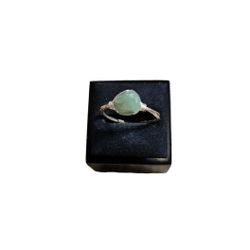 Size 9.75 Silver Toned Jade Wrap Ring