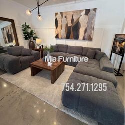 Grey Sectional Sofa Gray Couch NEW Finance Available 