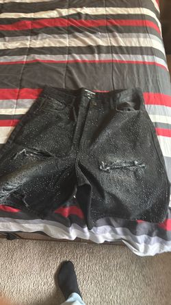 Black Distressed Glitter Denim Jeans