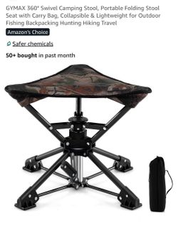 GYMAX 360° Swivel Folding Camping Stool with Carry Bag