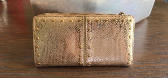 Gold Studded Zip-Around Wallet