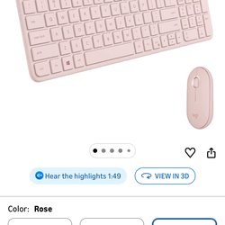 Pink Logi bluetooh Keyboard & mouse (and beige desk mat ifyou want)