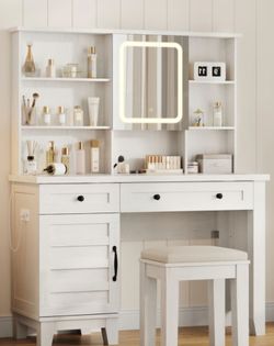 Brand New OPEN BOX White Vanity Desk with Mirror