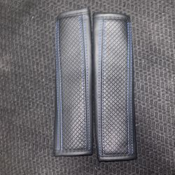 Blue Stitched Leather Seatbelt Covers