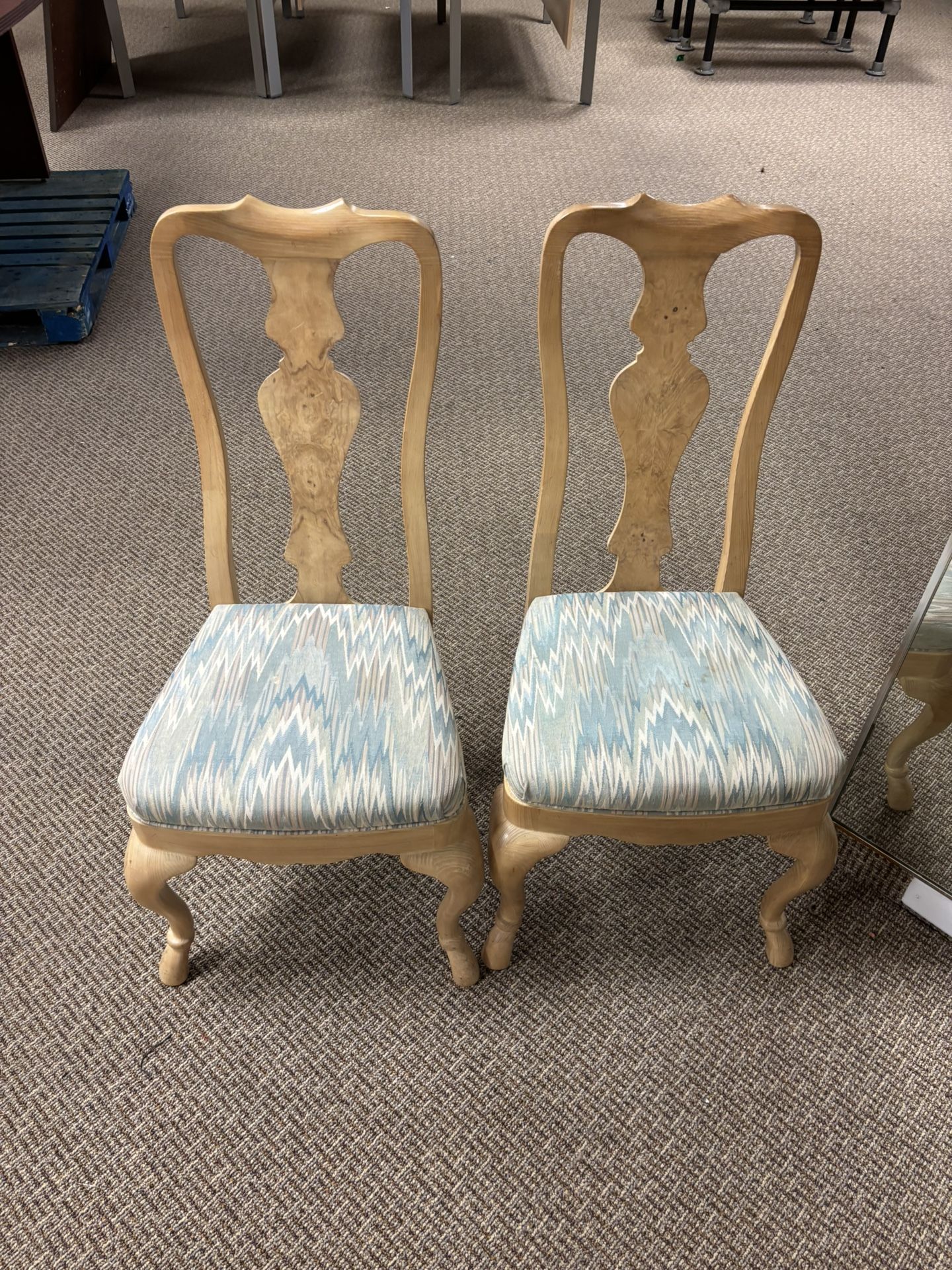 Set of 2 Vintage Wood Accent Chairs