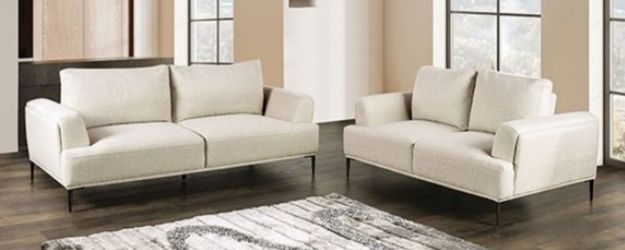 Brand New Beige Chenille Modern Style Sofa & Loveseat