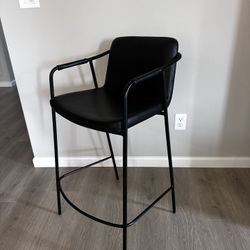 Room & Board Black Leather Counter Stools