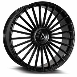 🔥 22x9 +30 / 22x10.5 +35 • 5x112 • AZAD AZ25 GLOSS BLACK WHEELS 🔥