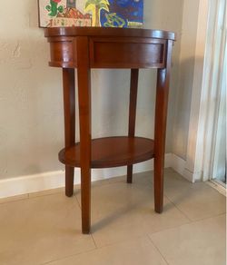 Tall Wood Oval 2-Tier Accent Table