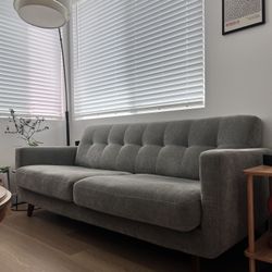 Modern Grey Sofa With Tufted Back