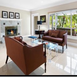 PAIR (2) Matching Stickley Settee Loveseat Sofas