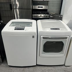 Washer and Electric Dryer Top Loader by LG