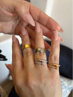 Love & Nail Style Rings Size 7