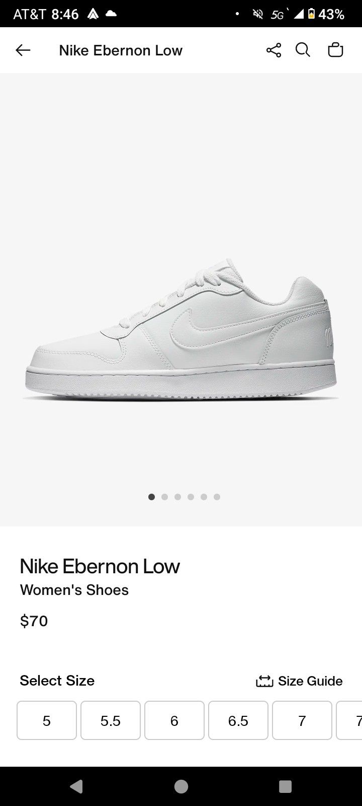 White Nike Ebernon Low Size Mens 11 Only Wore 1 Time