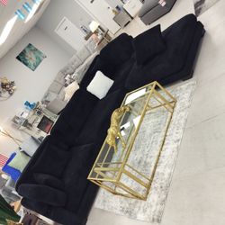 New Sectional Corduroy Black 