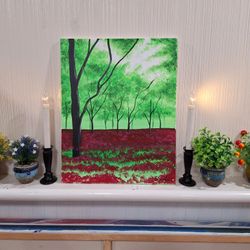 Painting "Red & Green Forest"