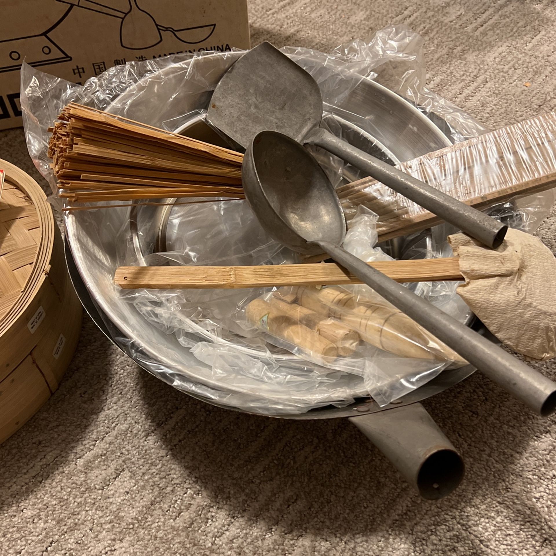 Hand Hammered Chinese Wok And Chinese Steamer Basket