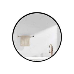 H Black Round Metal Framed Wall Mount Bathroom Medicine Cabinet with Mirror