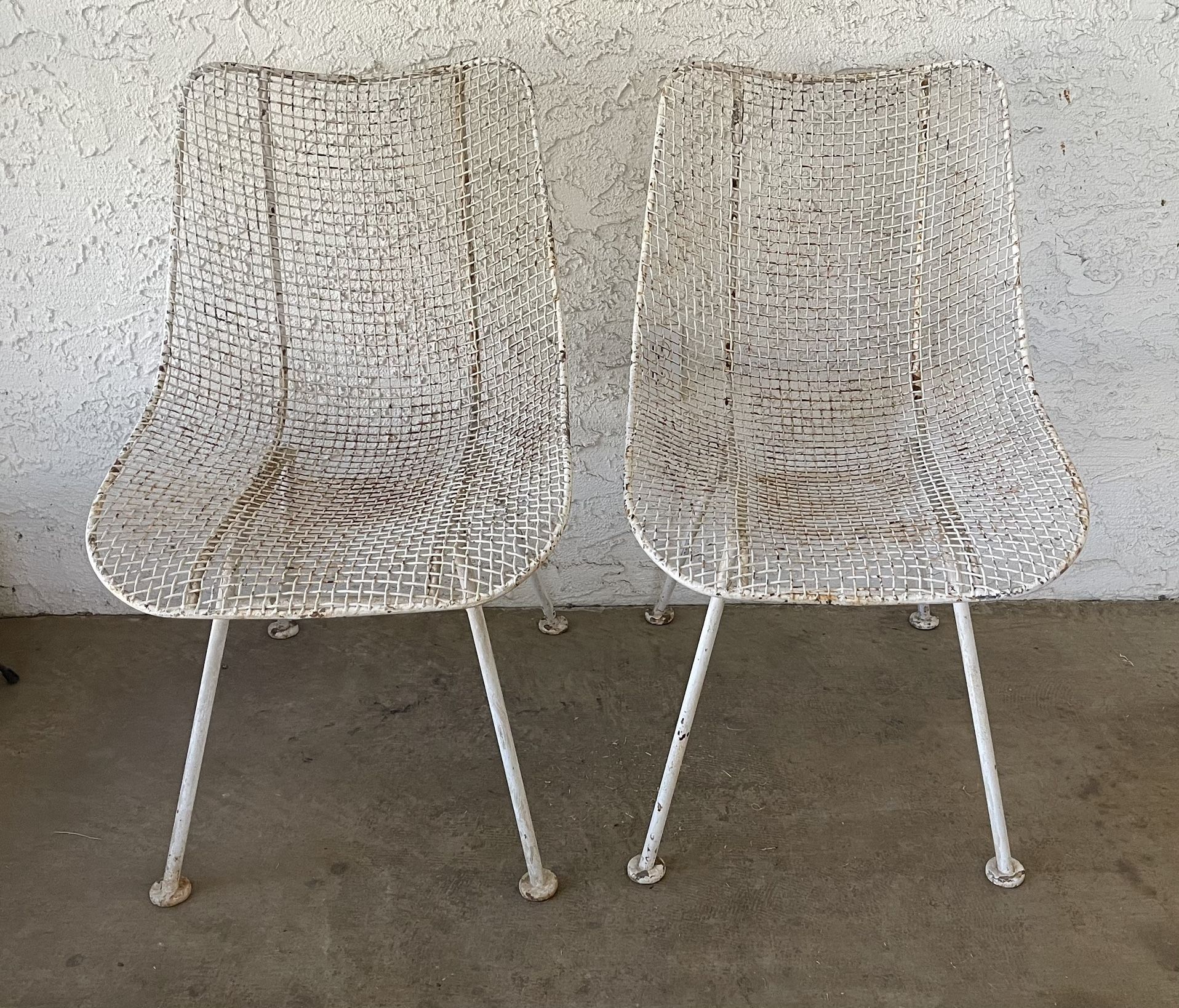 Vintage Mid Century Modern MCM Russell Woodard “Sculptura” Side Dining Patio Chairs Metal