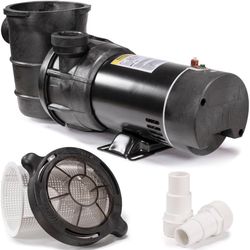 XtremepowerUS 1.5HP Above Ground Swimming Pool Pump 2-Speed Pump Spa 1.5" High Flow Dual Speed Self Filter Basket Pool Hose Adapter 2