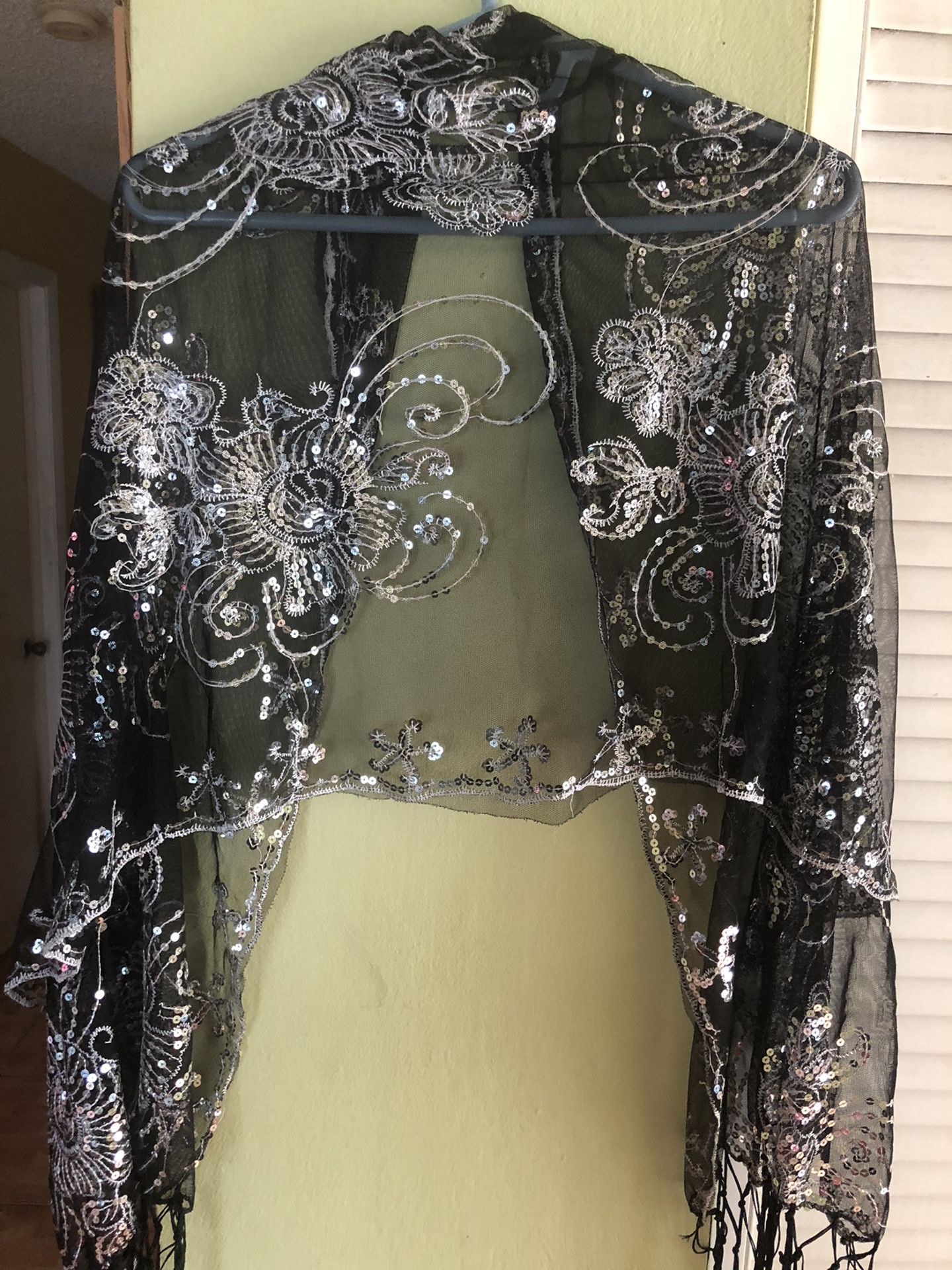 #####Classy ••SEQUENED Evening over-shoulder SHAWL####