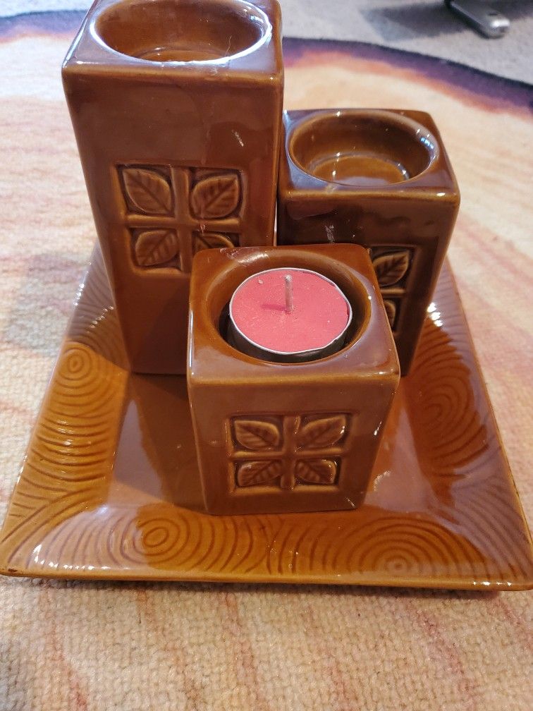 Ceramic Tea Light Candle Holders And Dish