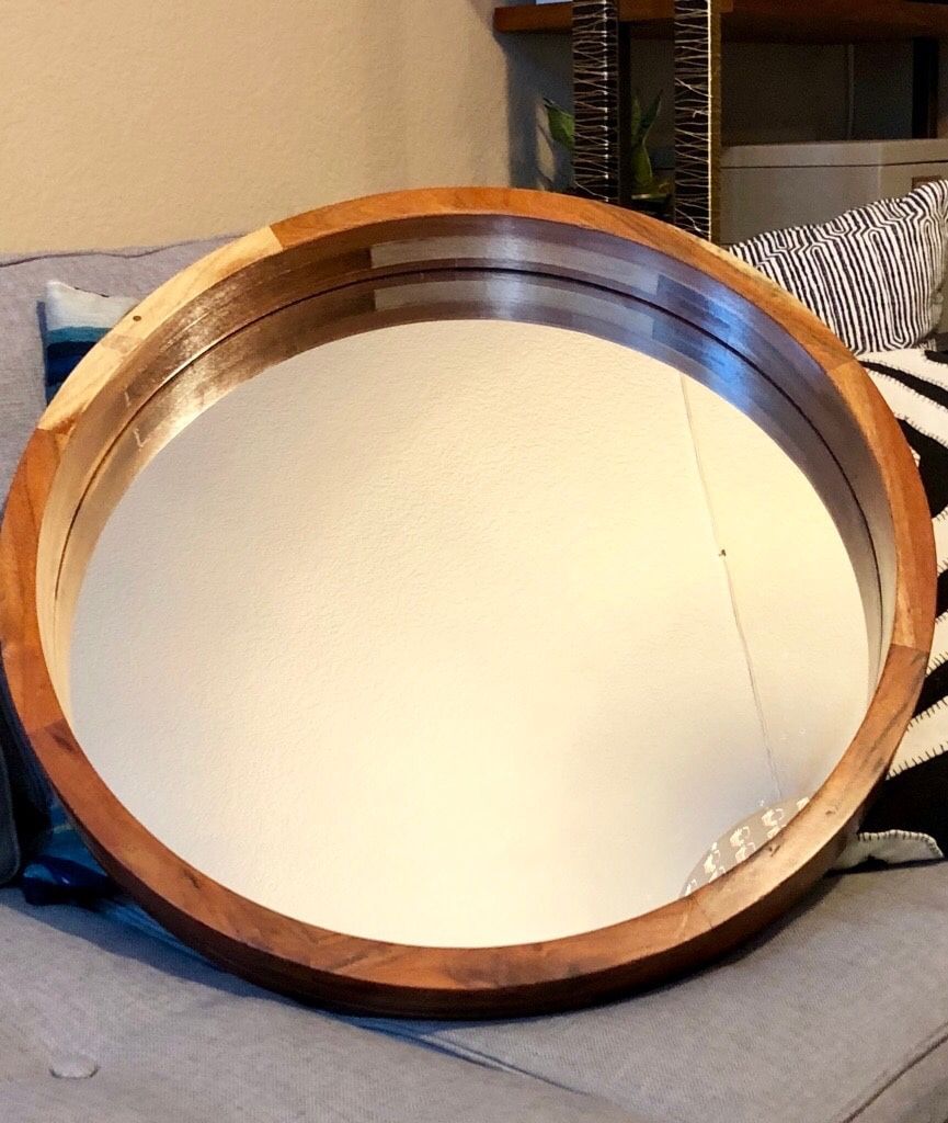 CB2: ROUND 24” ACACIA WOOD MIRROR