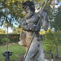 Monumental Neptune / Poseidon Garden Statue – Pre Cast Stone, Approx. 6’10” 