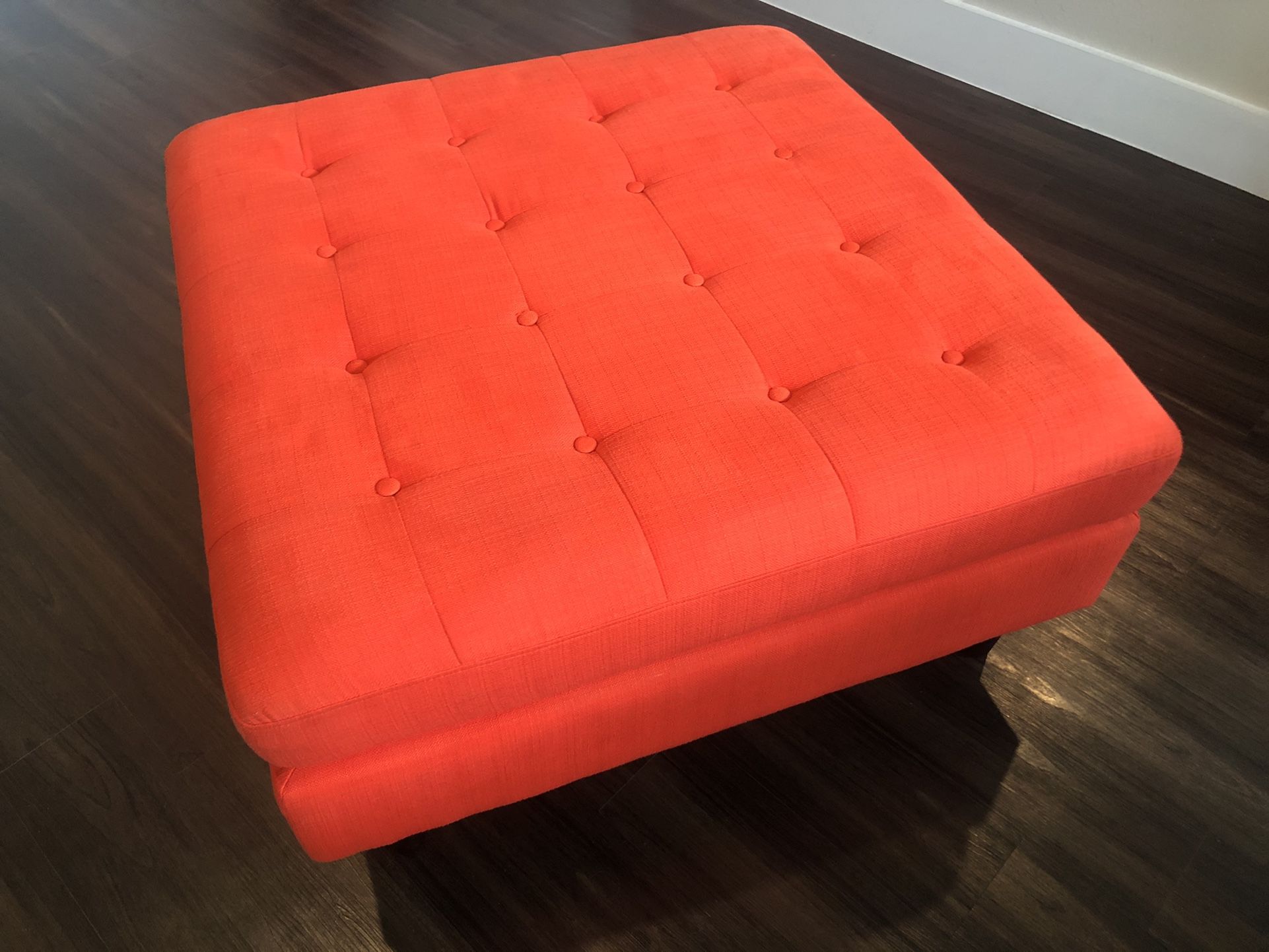 Contemporary Large Red Tufted Cocktail Ottoman RRP $283