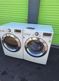 LG Front Load Washer Dryer Set with Steam